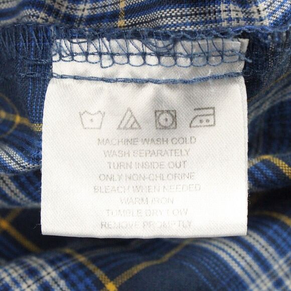 Wrangler Rugged Wear Shirt Mens Large Blue Plaid Long Sleeve Western Fit - Picture 5 of 8